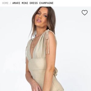 New with tags Princess Polly “amari mini dress” in color “champagne”; size 6